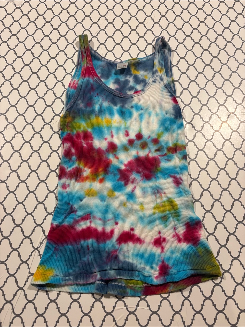 Jockey Tie-Dye Ribbed Tank Top - Blue, Pink, Yellow, Green
